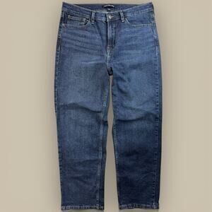 Calvin Klein Denim Jeans Straight Leg Crop Size 10 High Rise Dark Wash 32x27